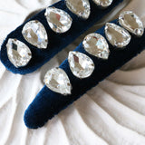 Navy Velor Silver Hair Pin