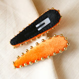 Orange Velor Studs Hair Pin