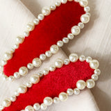 Red Velor Pearl Hair Pin