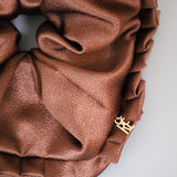 Side Frills Scrunchie Brown