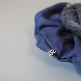 Blue Grey Mouton and Suede Ring Scrunchie