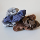 Blue Grey Mouton and Suede Ring Scrunchie
