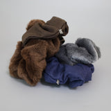 Blue Grey Mouton and Suede Ring Scrunchie