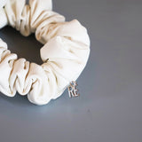 Rose Leather White Scrunchie