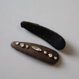 Greige Suede Silver Studs Hair Pin