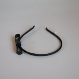 Narrow Croco Black Ribbon Headband