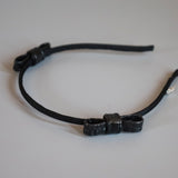 Narrow Croco Black Twin Ribbon Headband