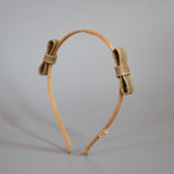Narrow Croco Beige Twin Ribbon Headband