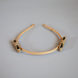 Narrow Croco Beige Twin Ribbon Headband