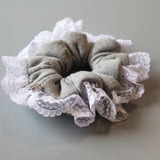 Grey White Frills Scrunchie