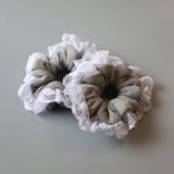 Grey White Frills Scrunchie