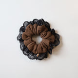 Brown Black Frills Scrunchie