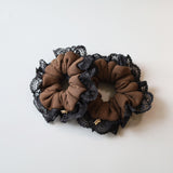 Brown Black Frills Scrunchie
