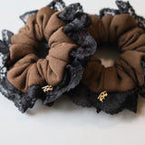 Brown Black Frills Scrunchie