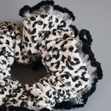 Leopard Corduroy Black Scrunchie