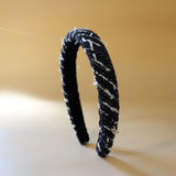 Slender Headband Navy Black Tweed No Studs