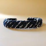 Slender Headband Navy Black Tweed No Studs