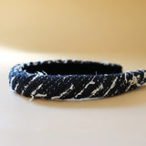 Slender Headband Navy Black Tweed No Studs