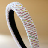 Slender Headband White Tweed No Studs