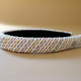 Slender Headband White Tweed No Studs