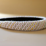 Slender Headband White Tweed No Studs