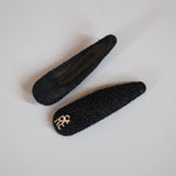 Silver Logo Black Lame Hair Pin
