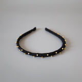 Narrow Studs Headband Black lill Gold
