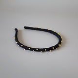 Narrow Studs Headband Black lill Gold