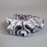 Shirring Silver Grey Velour Scrunchie
