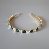 Gold Green Studs Headband