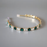 Gold Green Studs Headband