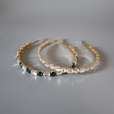 Gold Green Studs Headband