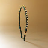 Narrow Headband Green Gold Studs