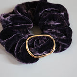 Mulberry Purple Velour Buckle Scrunchie