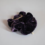 Mulberry Purple Velour Buckle Scrunchie