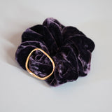 Mulberry Purple Velour Buckle Scrunchie