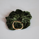 Moss Green Velour Buckle Scrunche