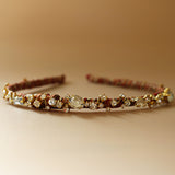 Narrow Headband Red Gold Studs