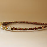 Narrow Headband Red Gold Studs