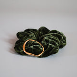 Moss Green Velour Buckle Scrunche