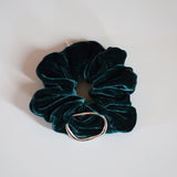 Dark Green Velour Buckle Scrunchie