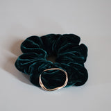 Dark Green Velour Buckle Scrunchie