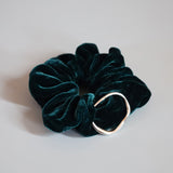 Dark Green Velour Buckle Scrunchie
