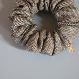 Herringbone Brown Mini Scrunchie