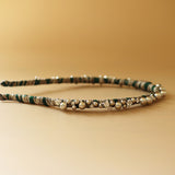 Narrow Headband Green Silver