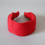 Wide Headband Red Rib-Knit