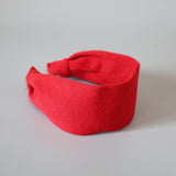 Wide Headband Red Rib-Knit