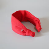 Wide Headband Red Rib-Knit