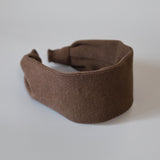 Wide Headband Brown Rib-Knit