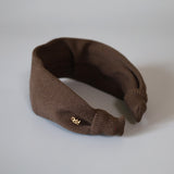 Wide Headband Brown Rib-Knit